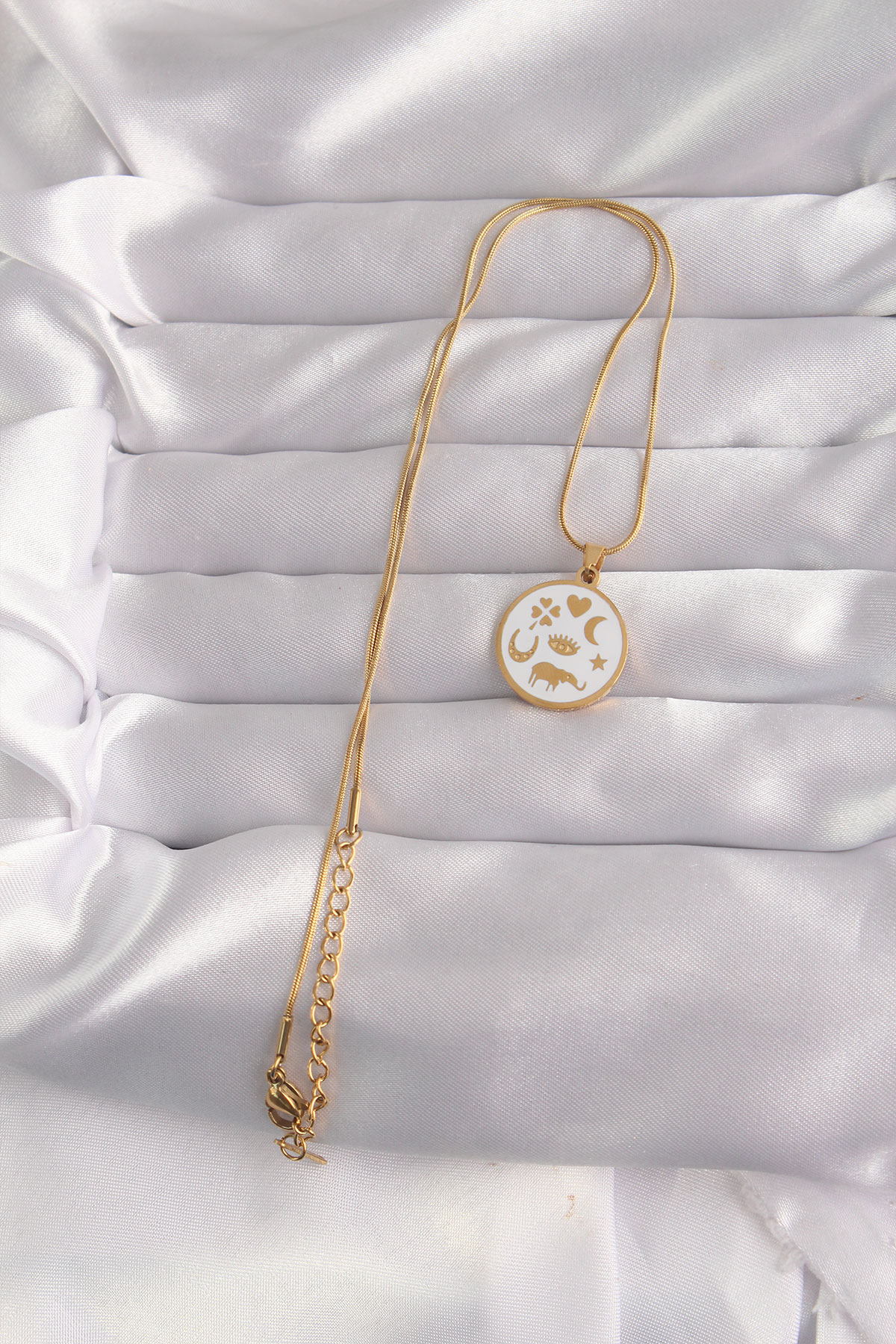 316L Çelik Gold Renk Beyaz Mineli Karışık Figürlü Tarot Kolye - TJ-BKO9041 316L Çelik Gold Renk Beyaz Mineli Karışık Figürlü Tarot Kolye - TJ-BKO9041