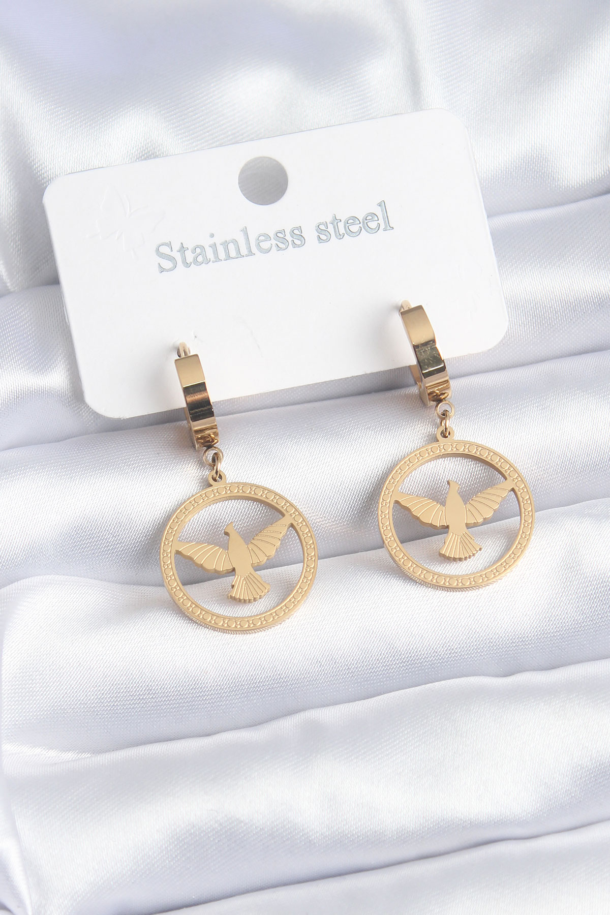 316L Çelik Gold Renk Kuş Model İşleme Detay Kadın Küpe - TJ-BKP8147 316L Çelik Gold Renk Kuş Model İşleme Detay Kadın Küpe - TJ-BKP8147