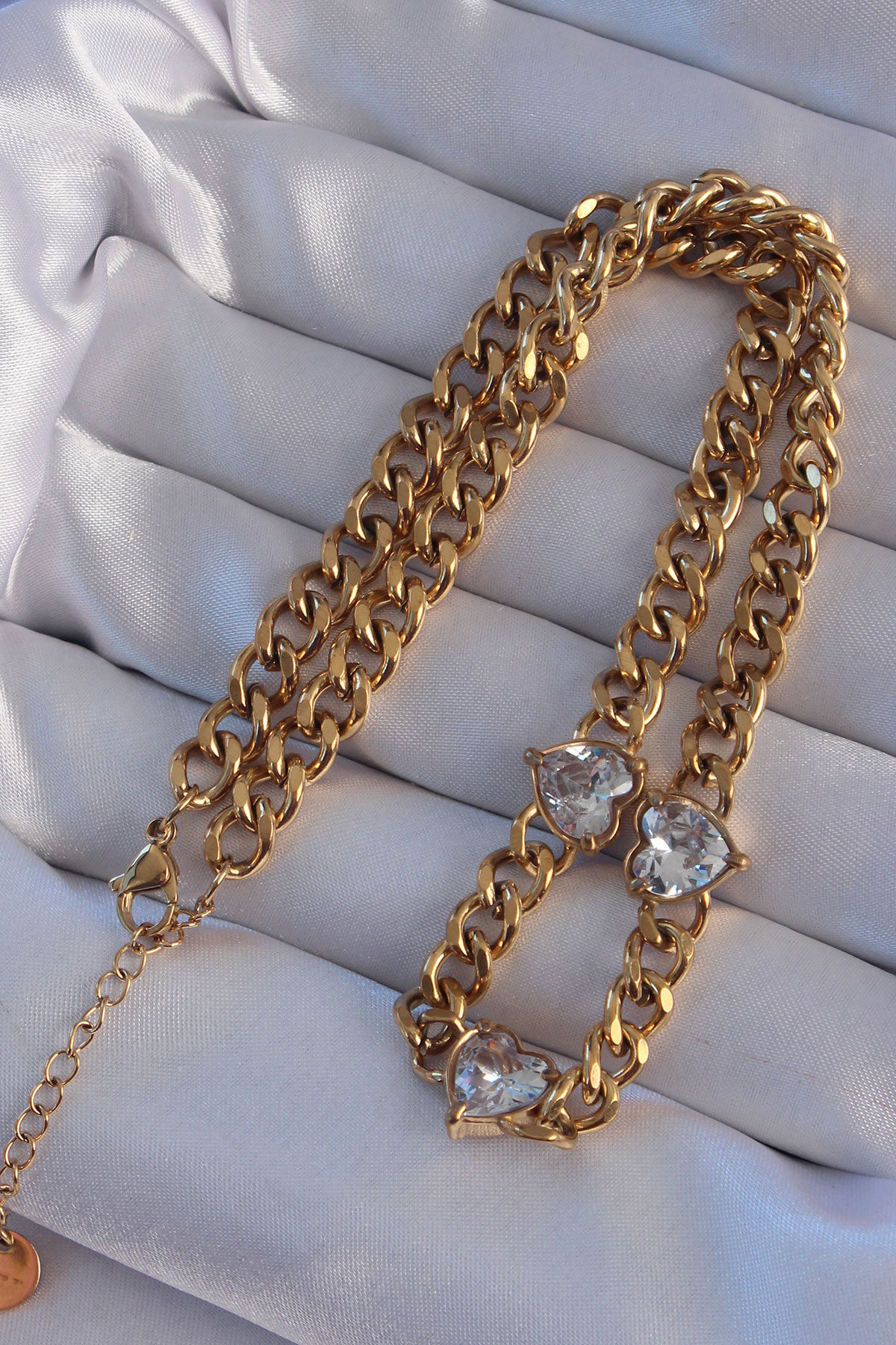 316L Çelik Gold Renk Zirkon Taşlı Kalp Model Zincir Kolye - TJ-BKO8949 316L Çelik Gold Renk Zirkon Taşlı Kalp Model Zincir Kolye - TJ-BKO8949