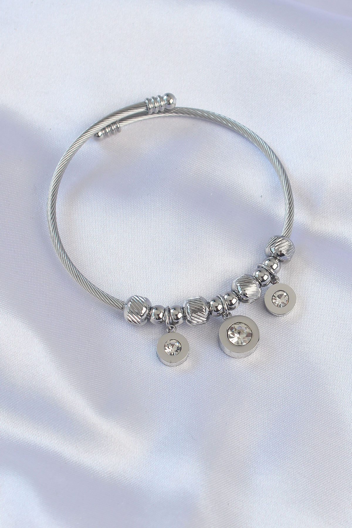 316L Çelik Gümüş Renk Zirkon Taşlı Model Charm Bileklik - TJ-BB6090 316L Çelik Gümüş Renk Zirkon Taşlı Model Charm Bileklik - TJ-BB6090