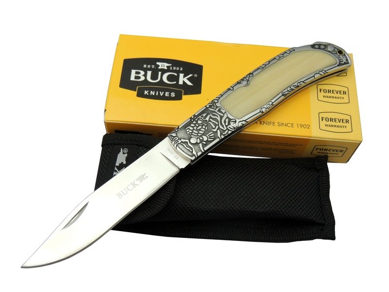 Buck Knives BK-009WY Kamp Çakı 23 cm - Sedef & Metal Saplı, Kılıflı, Kutulu Buck Knives BK-009WY Kamp Çakı 23 cm - Sedef & Metal Saplı, Kılıflı, Kutulu