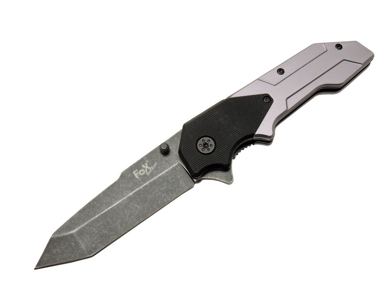 Fox A9 Gri Tanto Kamp Çakı 21cm- Yarı Otomatik, Kemerlikli Fox A9 Gri Tanto Kamp Çakı 21cm- Yarı Otomatik, Kemerlikli