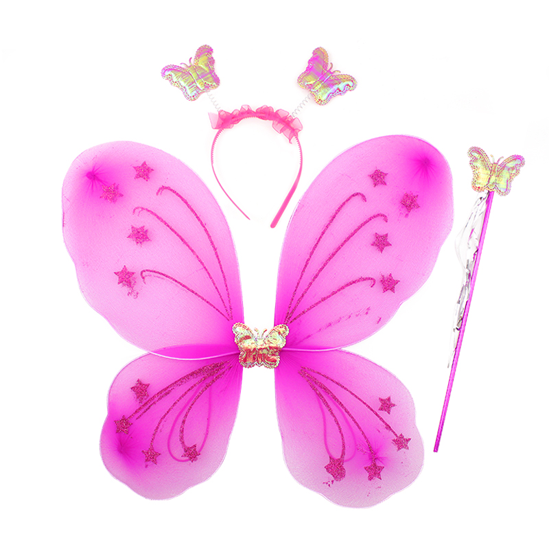 Fuşya Renk Kelebek Kanadı Tacı ve Sopası 50x37 cm Fuşya Renk Kelebek Kanadı Tacı ve Sopası 50x37 cm