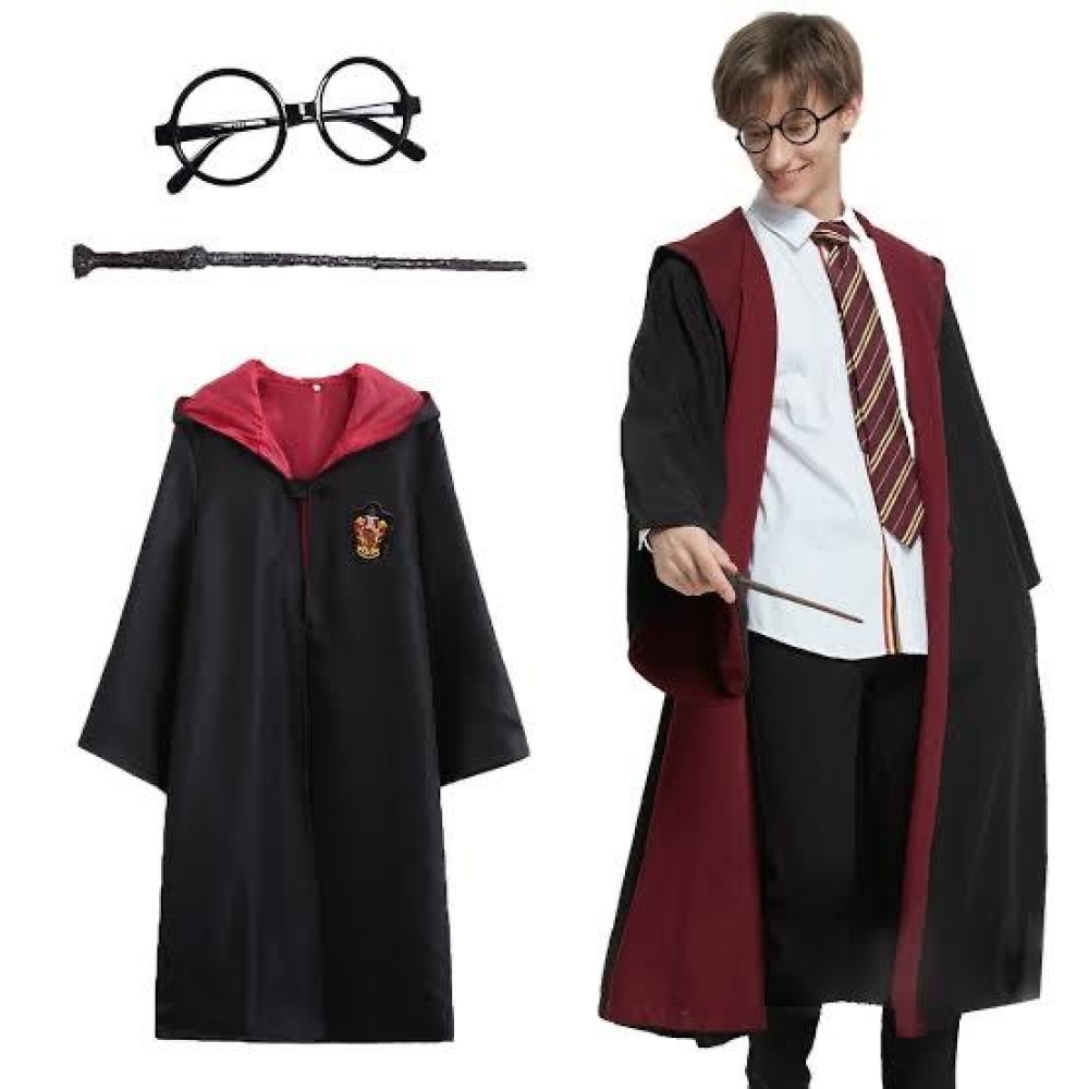 Harry Potter Gryffindor Kapişonlu Çocuk Kostüm + Asa + Gözlük Seti 5-6 Yaş Harry Potter Gryffindor Kapişonlu Çocuk Kostüm + Asa + Gözlük Seti 5-6 Yaş